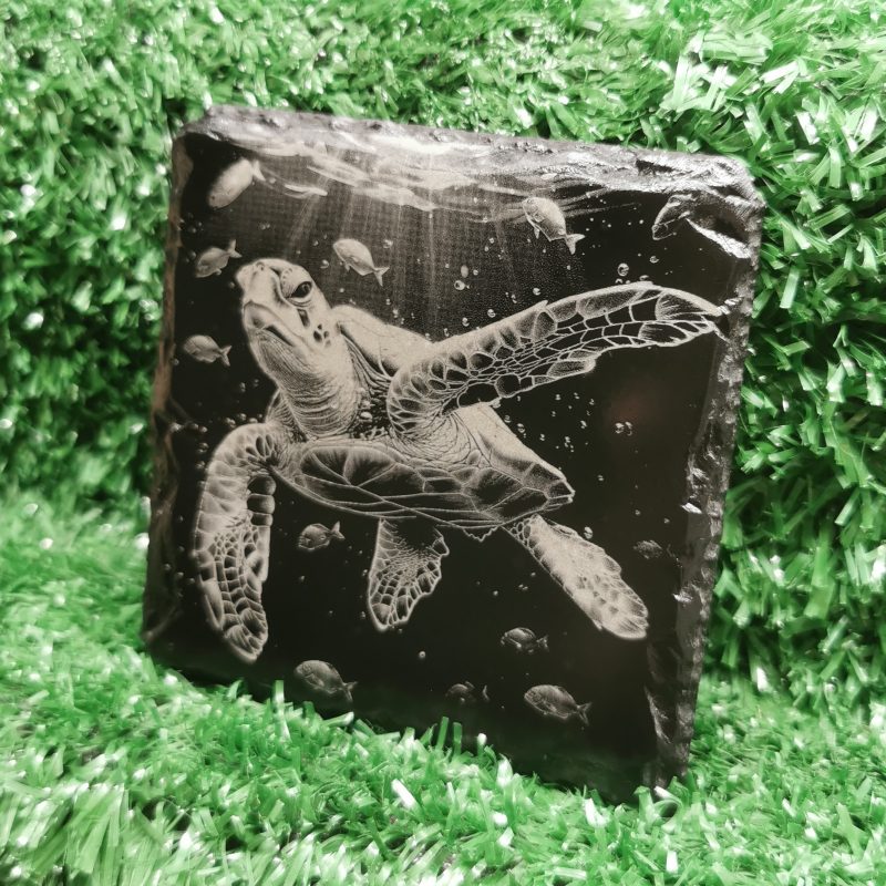 Turtle Slate Coaster, Sea, Ocean, Beach, Sealife, 100mm, Square,