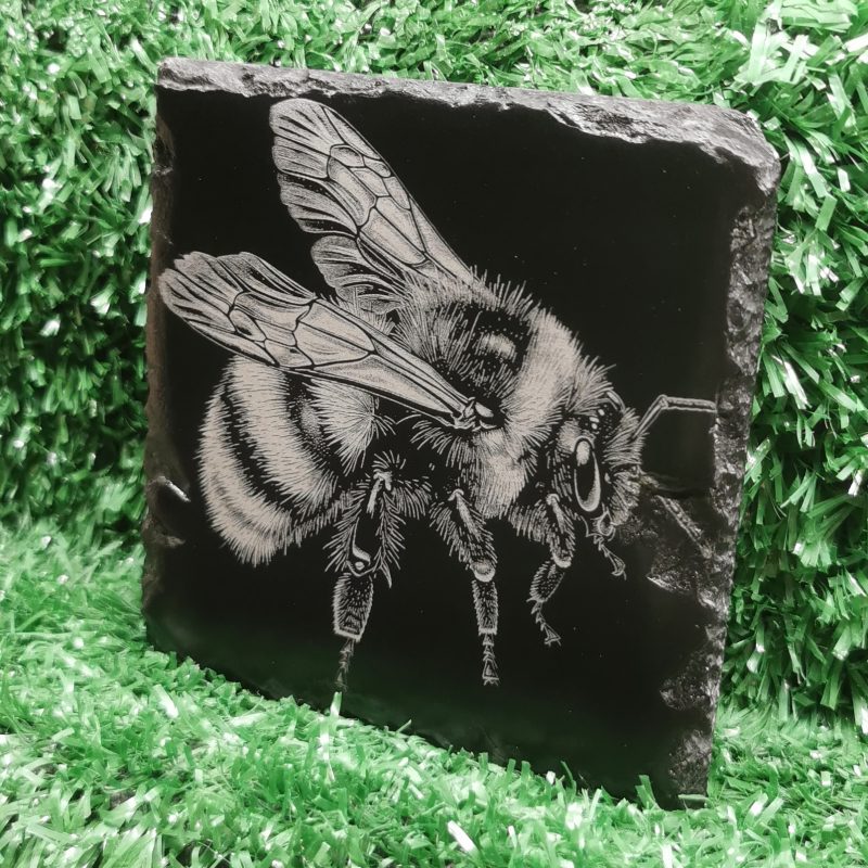 Bumblebee Slate Coaster, Nature, Spring, Square 100mm