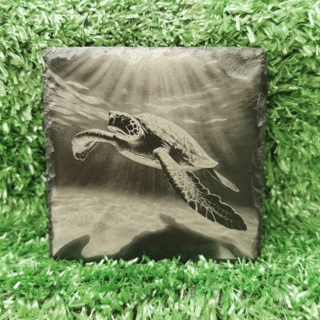 Turtle Slate Coaster, Sea, Ocean, Sealife, Beach, 100mm, Square