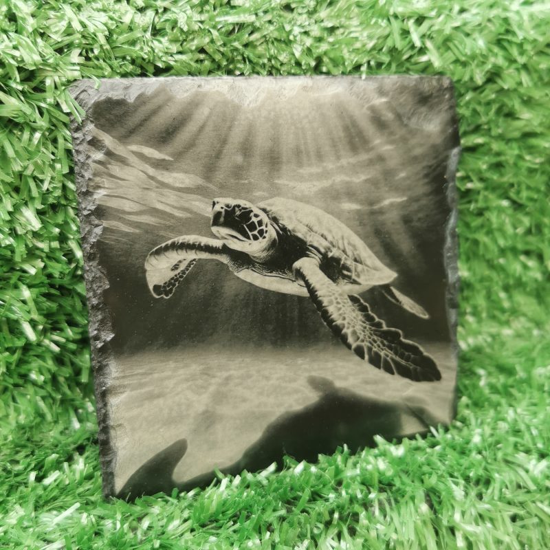 Turtle Slate Coaster, Sea, Ocean, Sealife, Beach, 100mm, Square