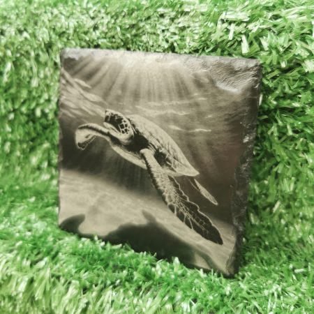 Turtle Slate Coaster, Sea, Ocean, Sealife, Beach, 100mm, Square