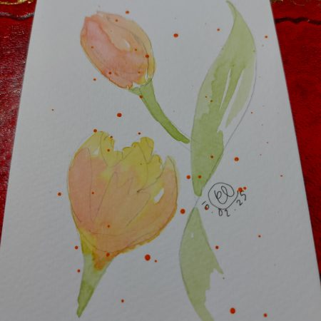 Tulip Collection. postcard 1, mountable painting, 6x4"