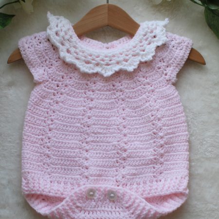 Baby Girl Romper with Collar | Light Pink with White Collar | New Baby Gift 0-3 Months