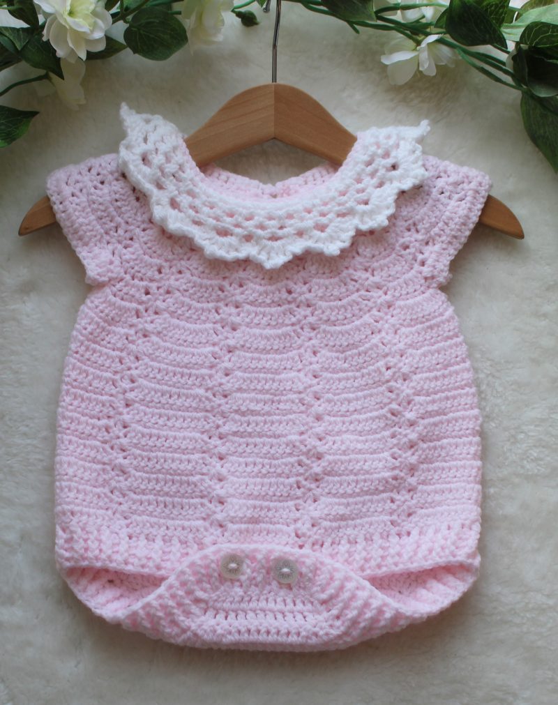 Baby Girl Romper with Collar | Light Pink with White Collar | New Baby Gift 0-3 Months