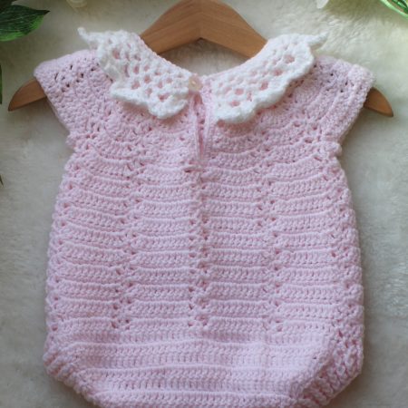 Baby Girl Romper with Collar | Light Pink with White Collar | New Baby Gift 0-3 Months