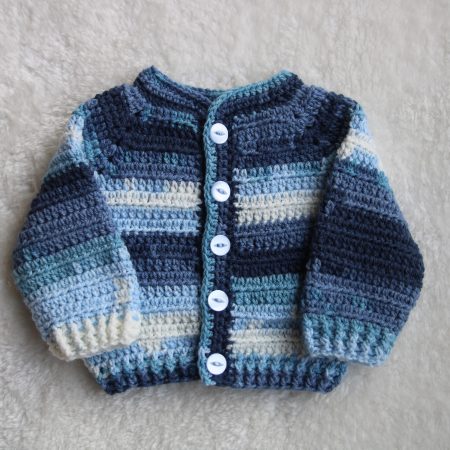 Baby Cardigan | Dark Blue Light Blue White Stripes | Baby Boy 0-3 Months | Unisex Baby Gift