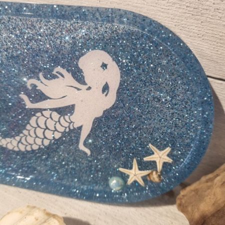 Trinket Tray, Mermaid, Sea Blue, Handmade, Sea Creature