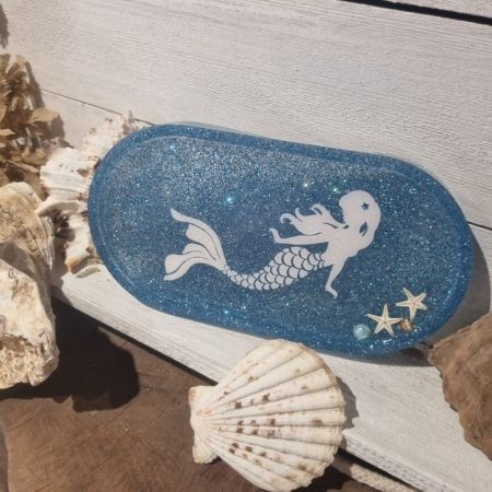 Trinket Tray, Mermaid, Sea Blue, Handmade, Sea Creature