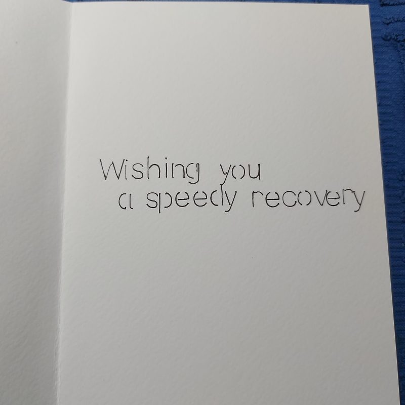 Get Well Soon card, flower stall, 8x6 in