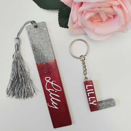 Personalised resin keyring, resin glitter bookmark, resin bookmark gift, book lover gift