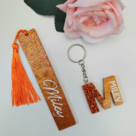Personalised resin keyring, resin glitter bookmark, resin bookmark gift, book lover gift