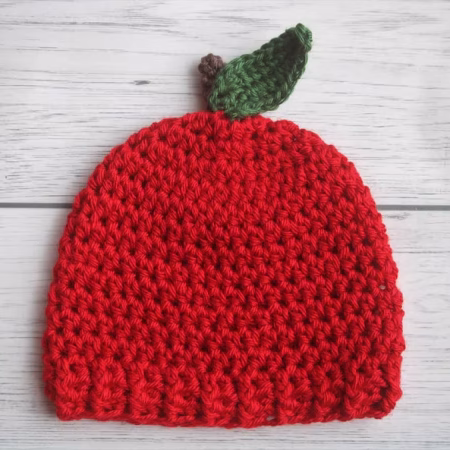 Apple Hat | Red Beanie Style Apple Hat | Sizes Baby to Child | New Baby Gift | Crochet for Baby