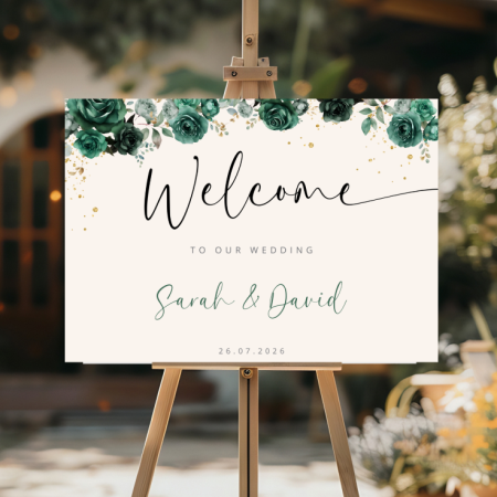 Personalised Wedding Welcome Sign - Green Velvet
