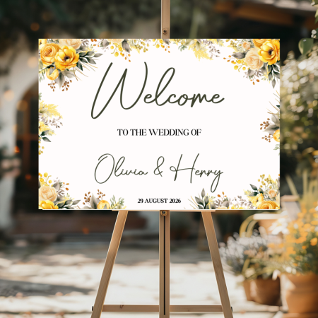 Personalised Wedding Welcome Sign - Sunshine