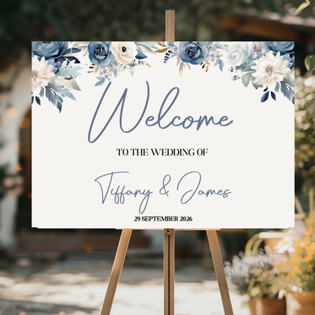 Personalised Wedding Welcome Sign - Blue Serenity