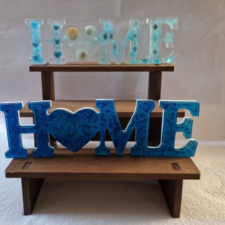 Home Sign with Shells and Blue Glitter
