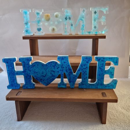Home Sign with Shells and Blue Glitter