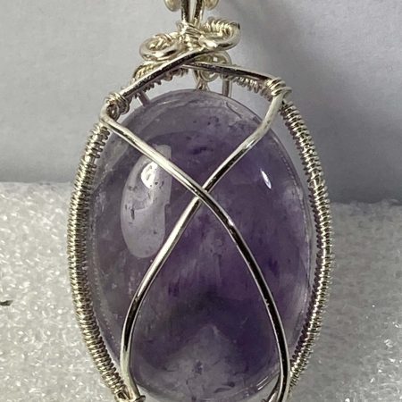 Wire-wrapped Amethyst pendant. Hand made, Unique