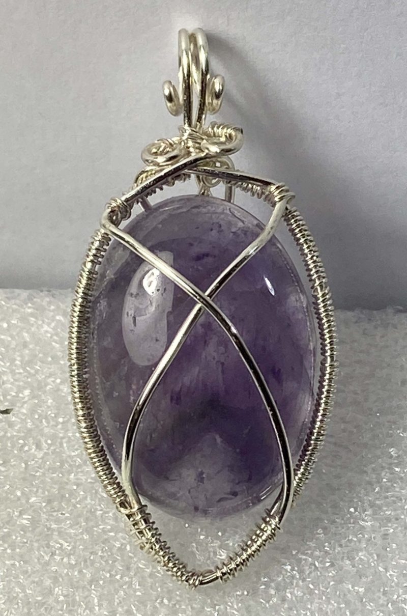 Wire-wrapped Amethyst pendant. Hand made, Unique