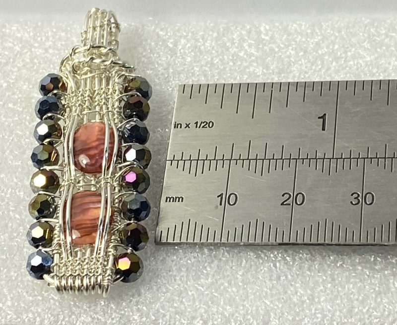Unique wire-wrapped pendant with abalone shell and crystals