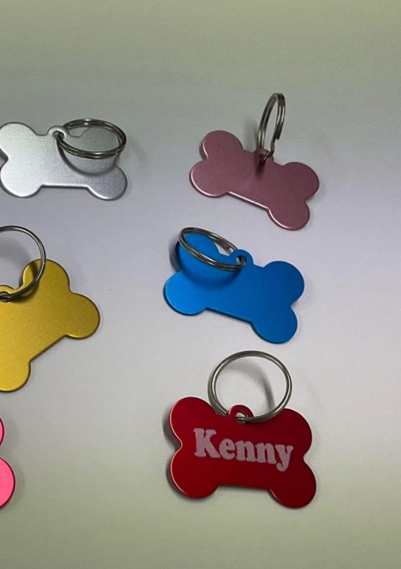 Dog ID Tags, Various Colours, personalised, add a number to the reverse