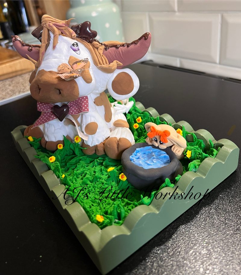 Chocolate Cow with Bunny Handmade from Foam Clay