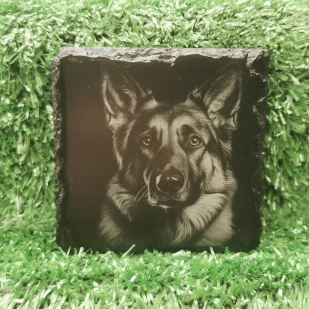 German Shepherd Slate Coaster, Dog Square 100mm