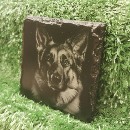 German Shepherd Slate Coaster, Dog Square 100mm