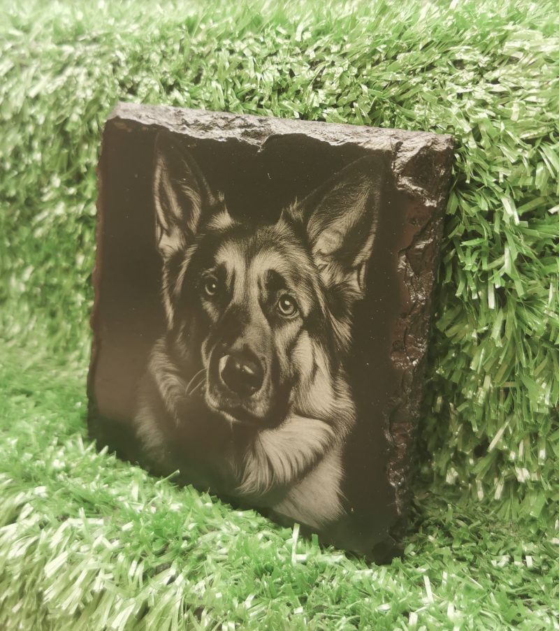 German Shepherd Slate Coaster, Dog Square 100mm