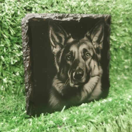 German Shepherd Slate Coaster, Dog Square 100mm