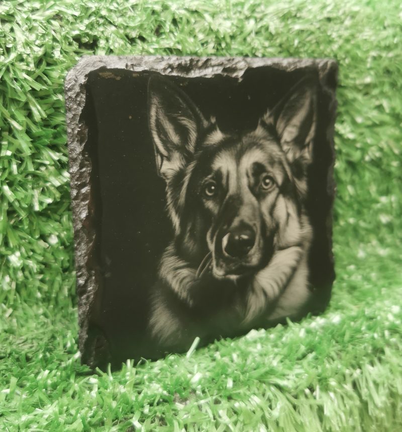 German Shepherd Slate Coaster, Dog Square 100mm