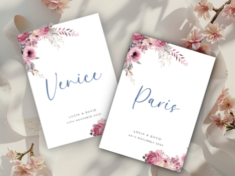 Wedding Table Numbers - Enchanted Pink - Set of 10