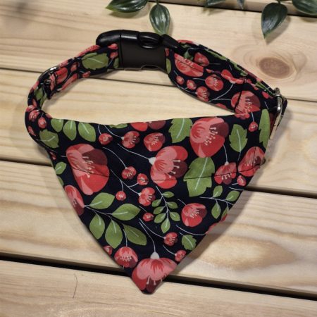 Navy Floral Fabric Dog Collar | 2 Buckle Types | 2 Sizes