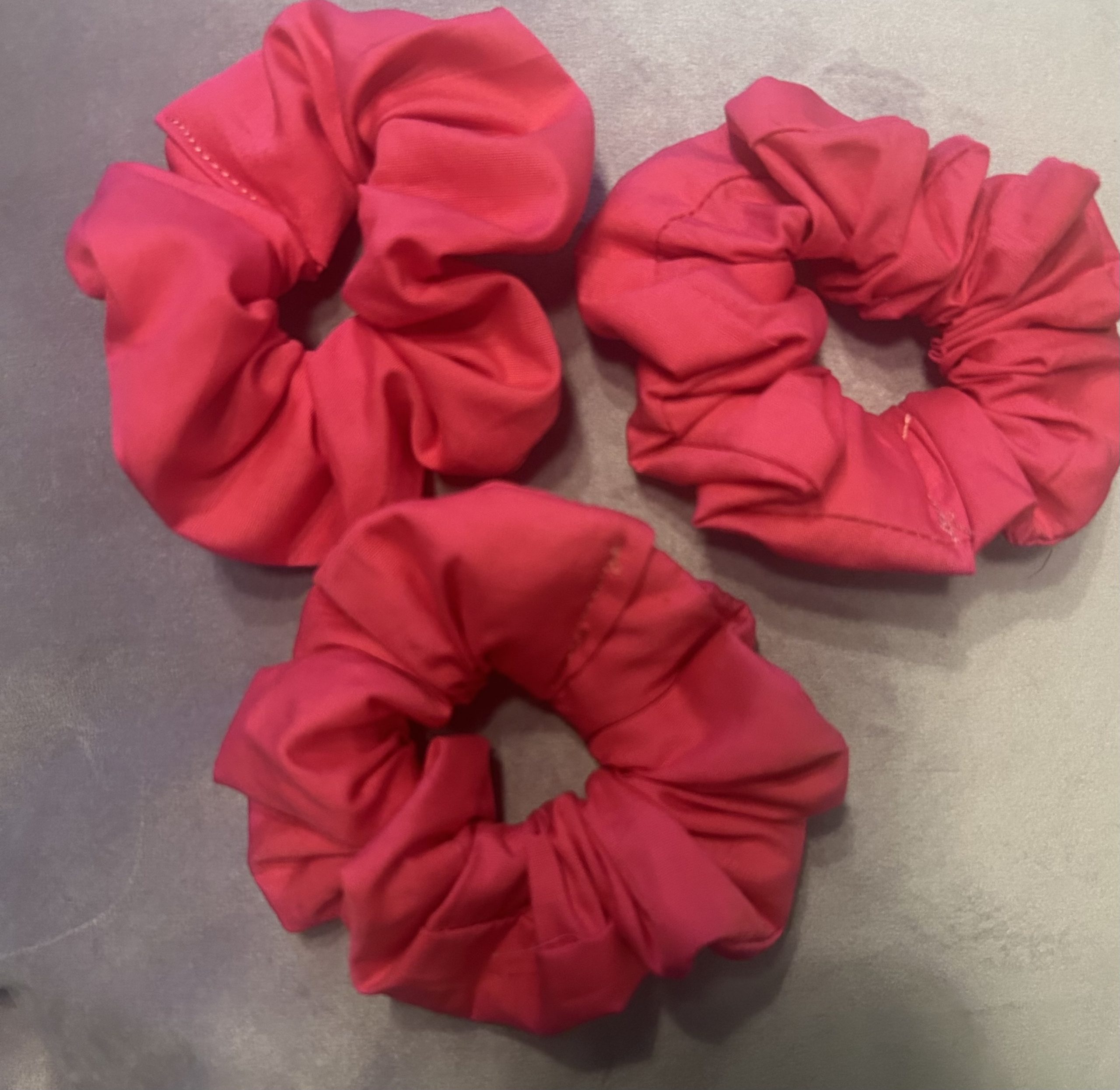 Handmade pink thick cotton scrunchies