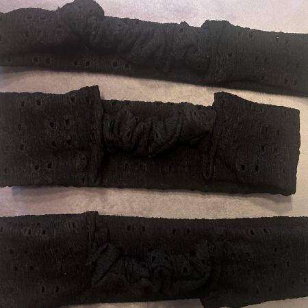 Handmade black embroidery anglais headbands
