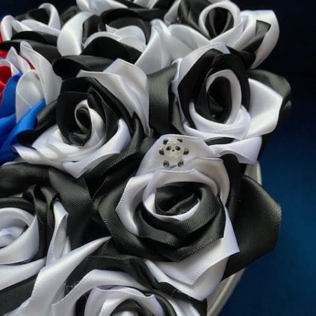 Large heart shaped box of handmade ribbon Roses