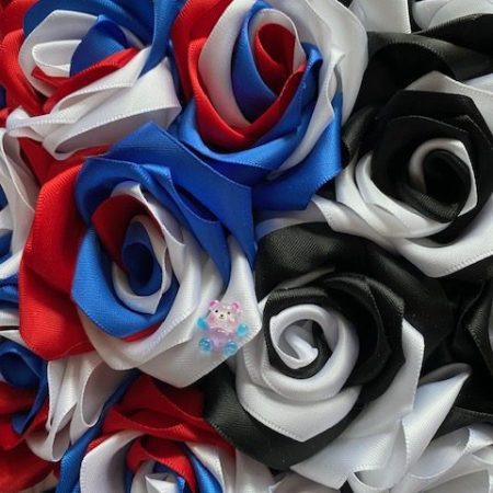 Large heart shaped box of handmade ribbon Roses
