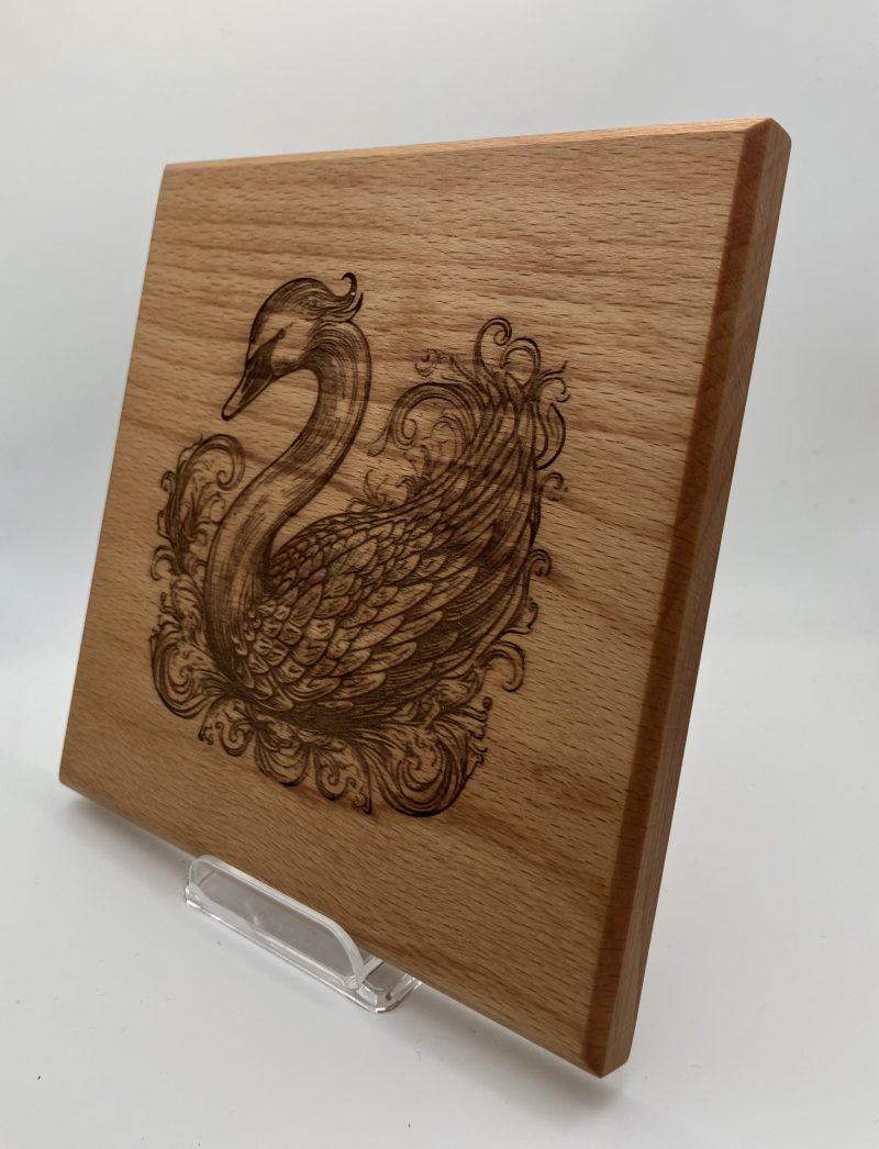 Swan Engraved on Beech Wall Hanging