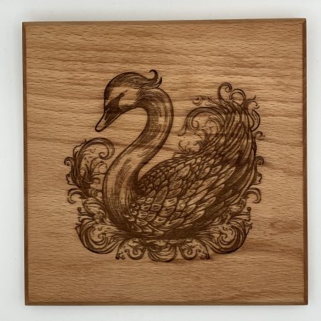 Swan Engraved on Beech Wall Hanging