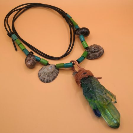 Arcane Artefacts: Shell Diver's Shard - resin pendant | UV, glow | seashells | LARP, cosplay