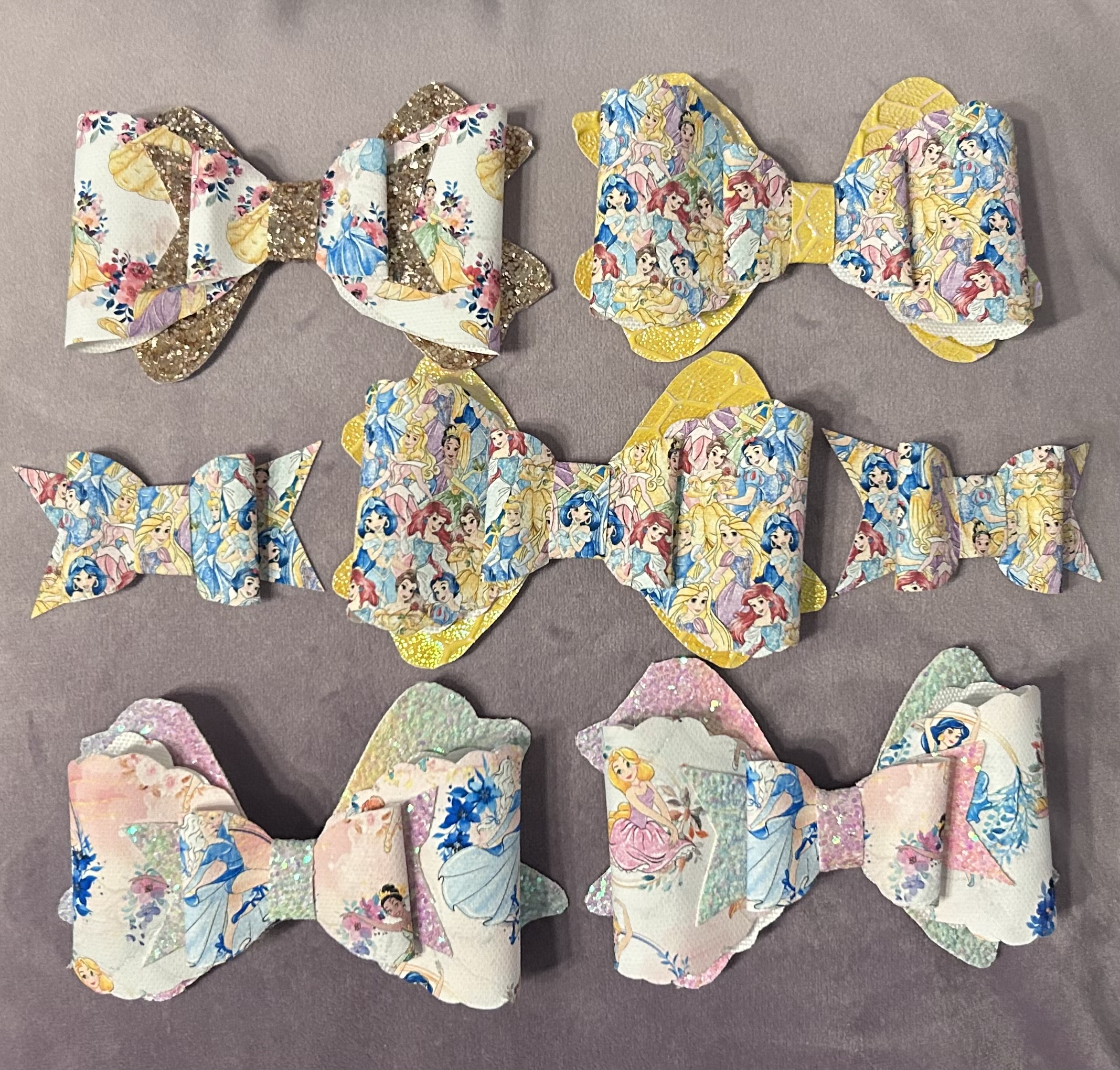 Handmade princess hair bow clips