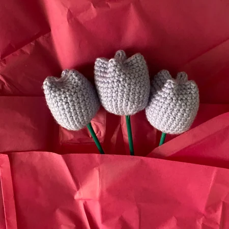 Handmade Stuffed crochet Tulips, Letterbox Gift, Letterbox tulips, Crochet Tulips, Crochet Gift