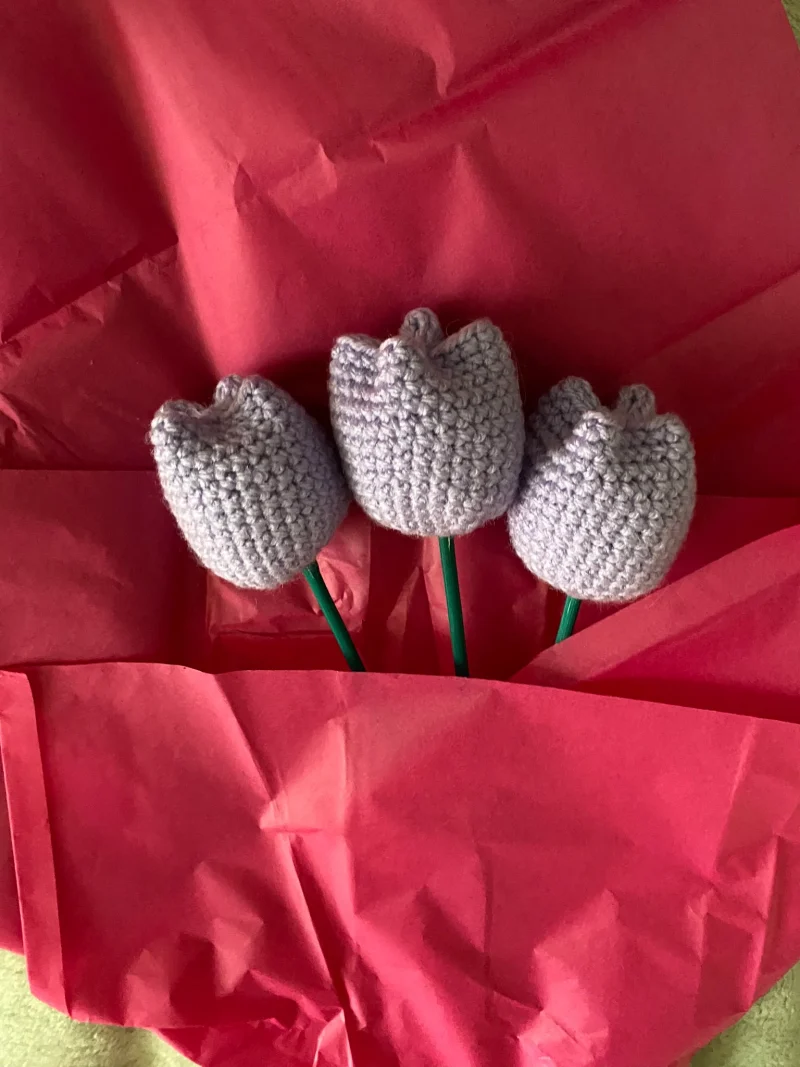 Handmade Stuffed crochet Tulips, Letterbox Gift, Letterbox tulips, Crochet Tulips, Crochet Gift