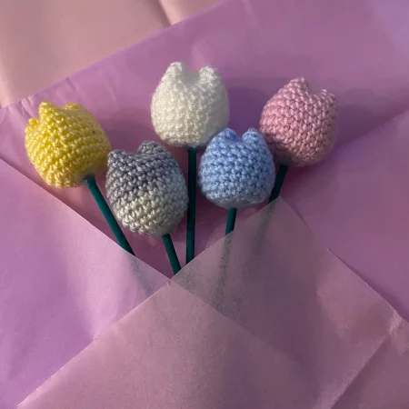 Handmade Stuffed crochet Tulips, Letterbox Gift, Letterbox tulips, Crochet Tulips, Crochet Gift
