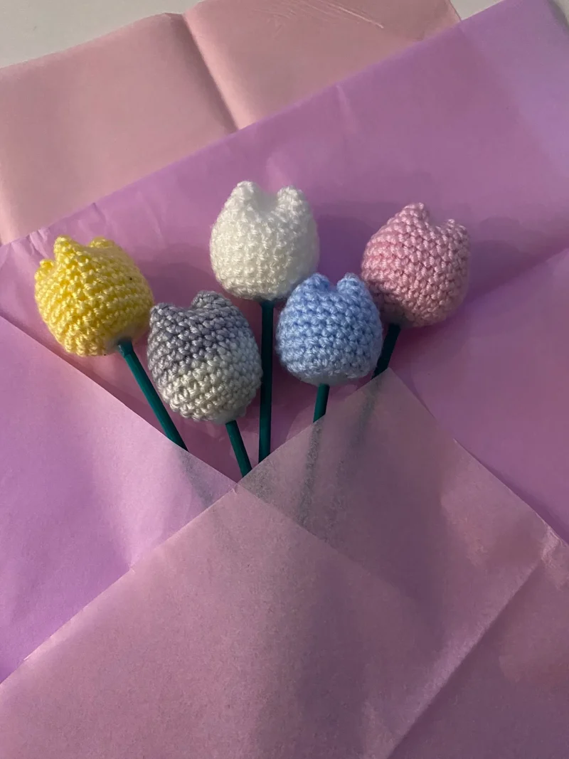 Handmade Stuffed crochet Tulips, Letterbox Gift, Letterbox tulips, Crochet Tulips, Crochet Gift