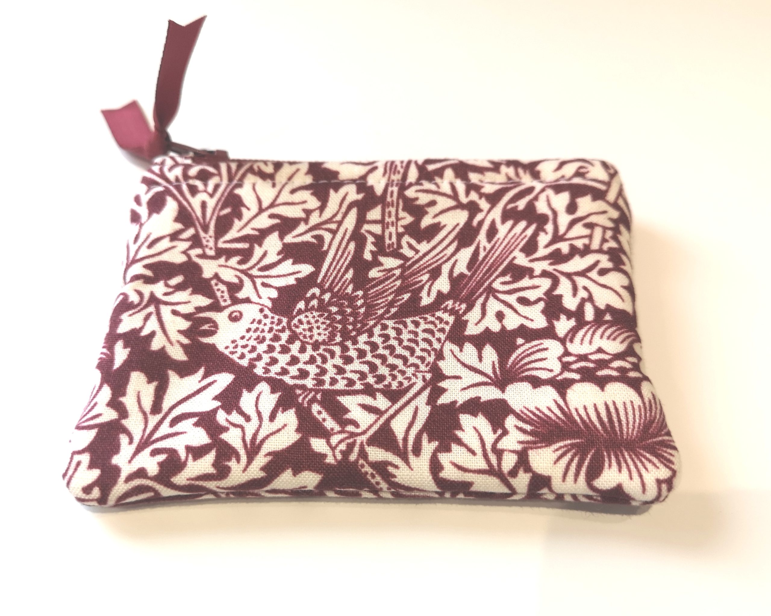 William morris strawberry thief design fabric lined purse