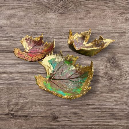 Handmade Crafted Leaf Design Trinket Trays