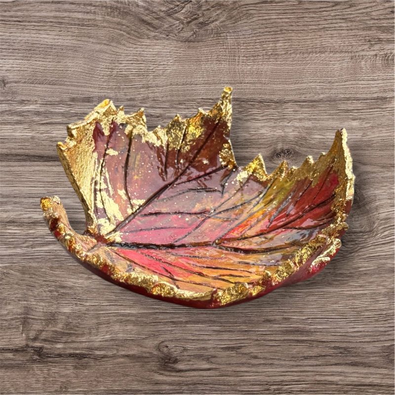 Handmade Crafted Leaf Design Trinket Trays