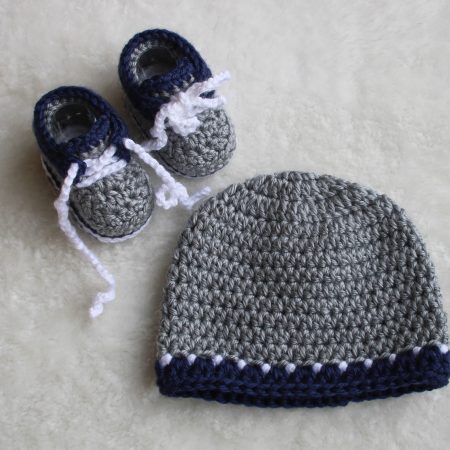 Baby Hat and Shoe Set - Age 0-3 Months - Beanie Hat and High Top Style Shoes