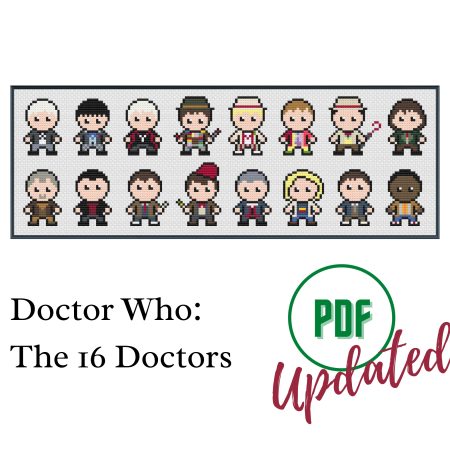 Cross Stitch PDF Pattern: Doctor Who - The 16 Doctors - Easy Cross Stitch PDF for Beginners